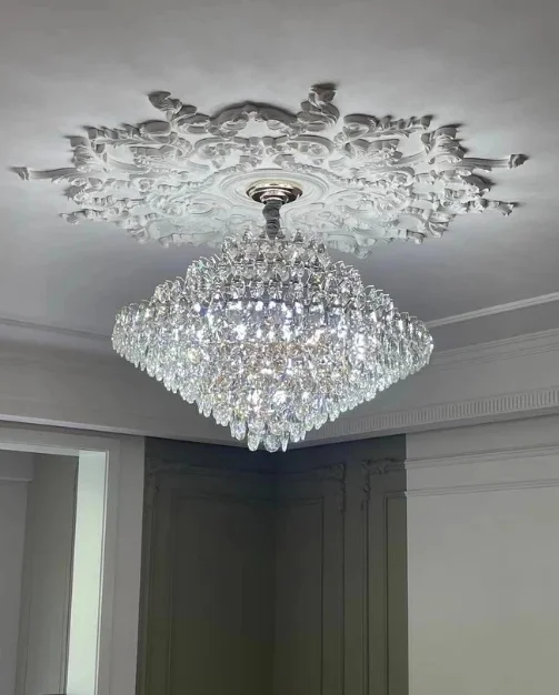 거실 장식을위한 럭셔리 크리스탈 빅 샹들리에 현대 미술 디자이너 조명기구 루스트 높은 천장 펜던트 홈 램프 홀