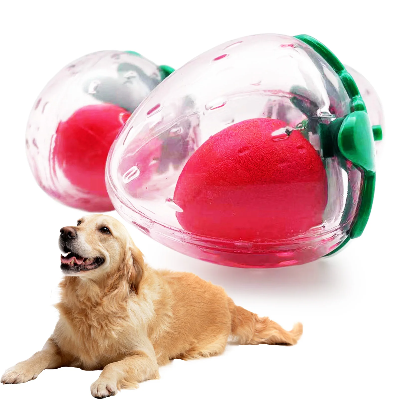 Cute rubber strawberry toy that makes squeaking sounds when squeezed by pet dogs, accompanying small and medium-sized dogs