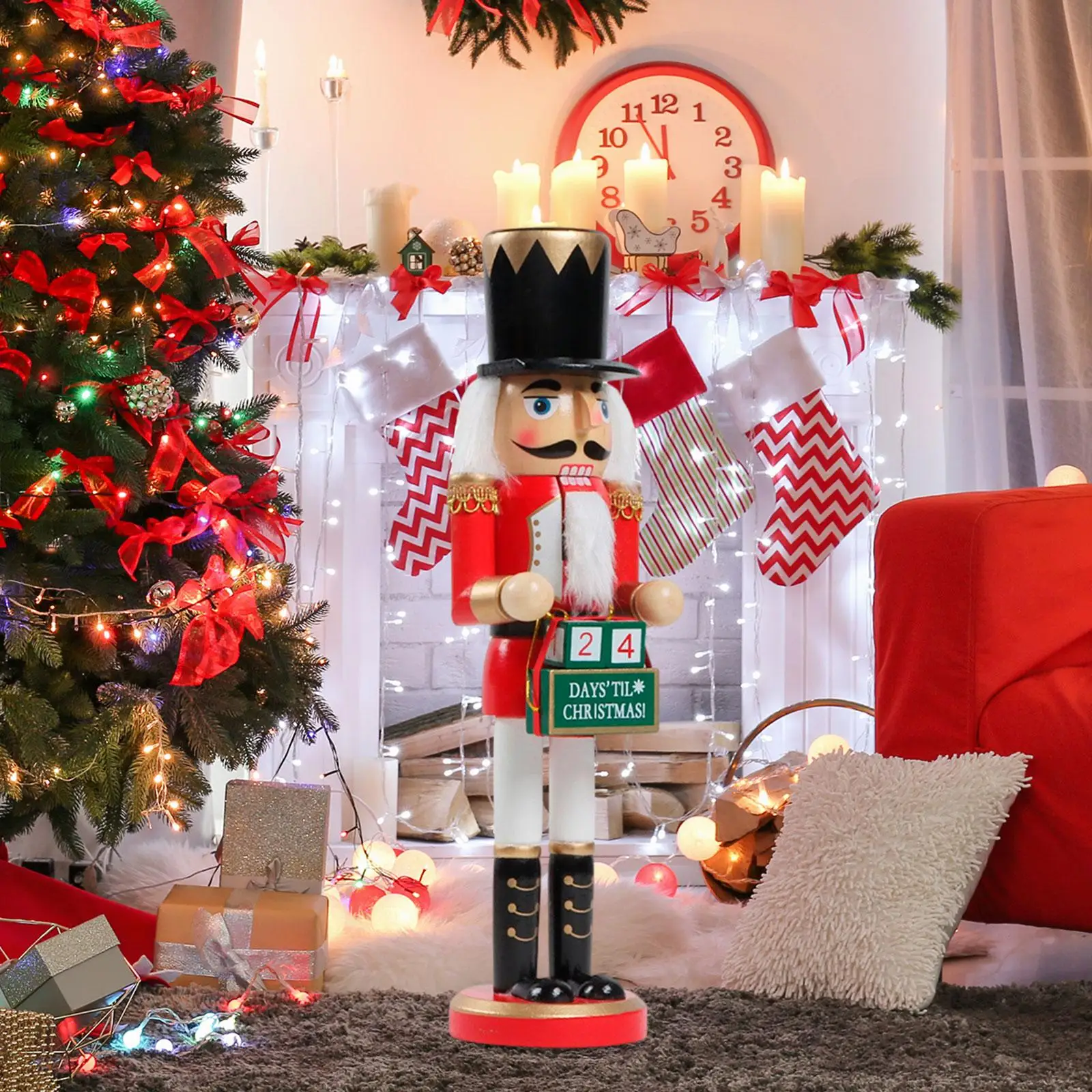 Wooden Nutcracker Soldier Christmas Decoration Classic Traditional Nut Cracker Collectible Ornament for Home Shelf Decor