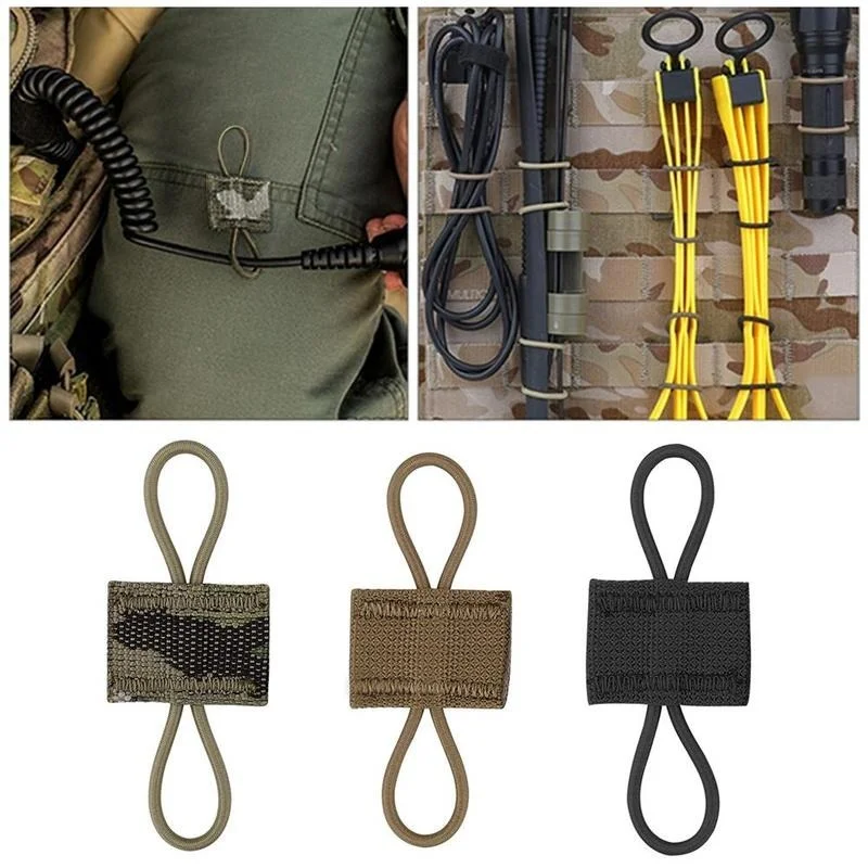 5pcs Tactical Backpack Binding Buckles Elastic Molle Carabiner Clip Bags Clasp Cord Fix Gear Elastic Strap Hunting Outdoor Tool