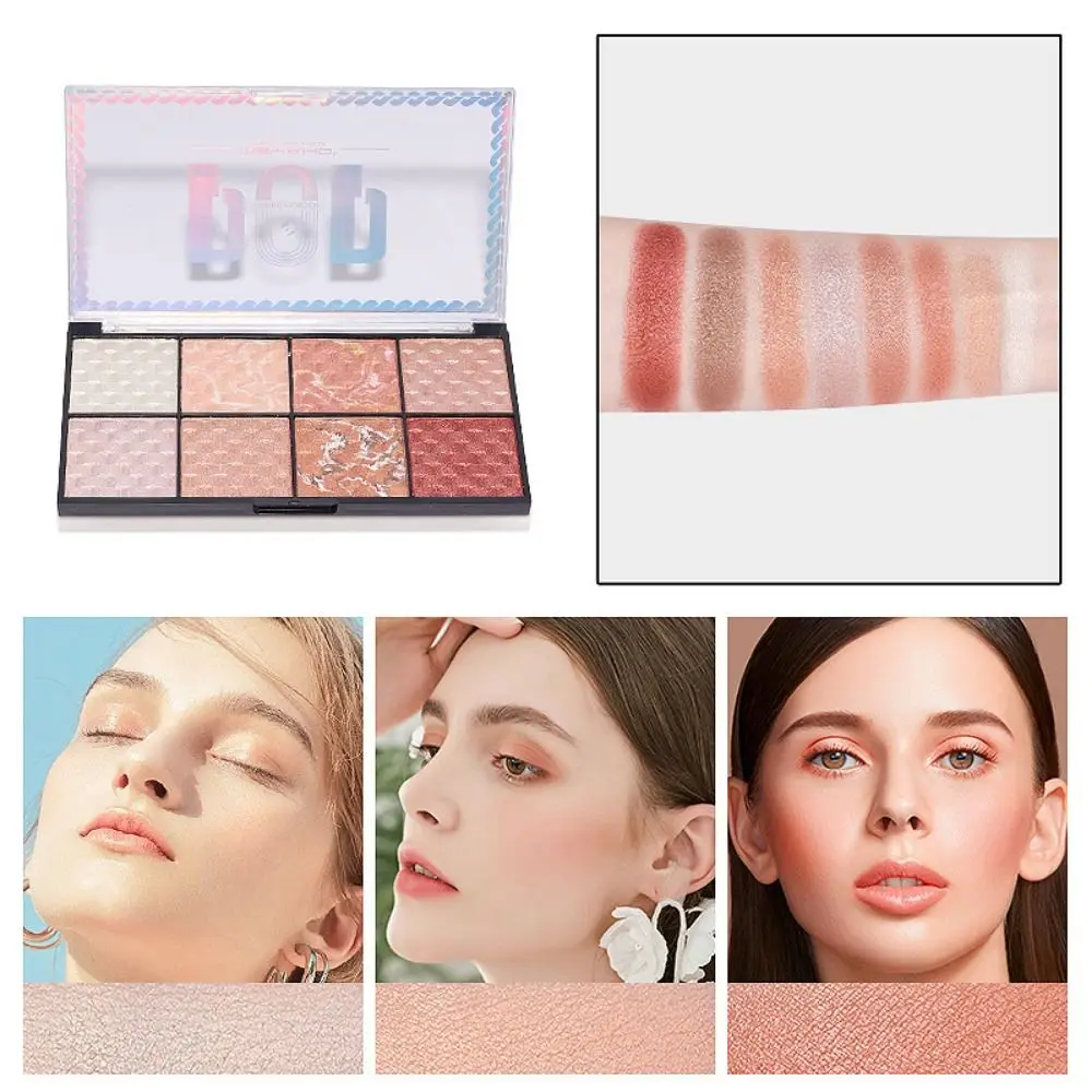 

8-цветная палитра теней для век, перламутровые смешиваемые блестящие кристаллические тени для век, пигментированная пудра, тени для век низкой насыщенности, пигменты