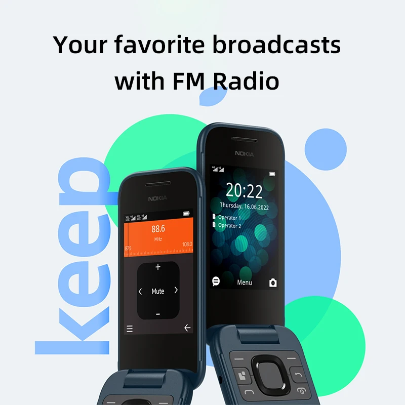 노키아 2660 4G 기능 플립 폰, 2.8 인치 디스플레이, 블루투스 FM 라디오, 1450mAh 듀얼 SIM 견고한 푸시 버튼 전화기, 신제품 및 정품