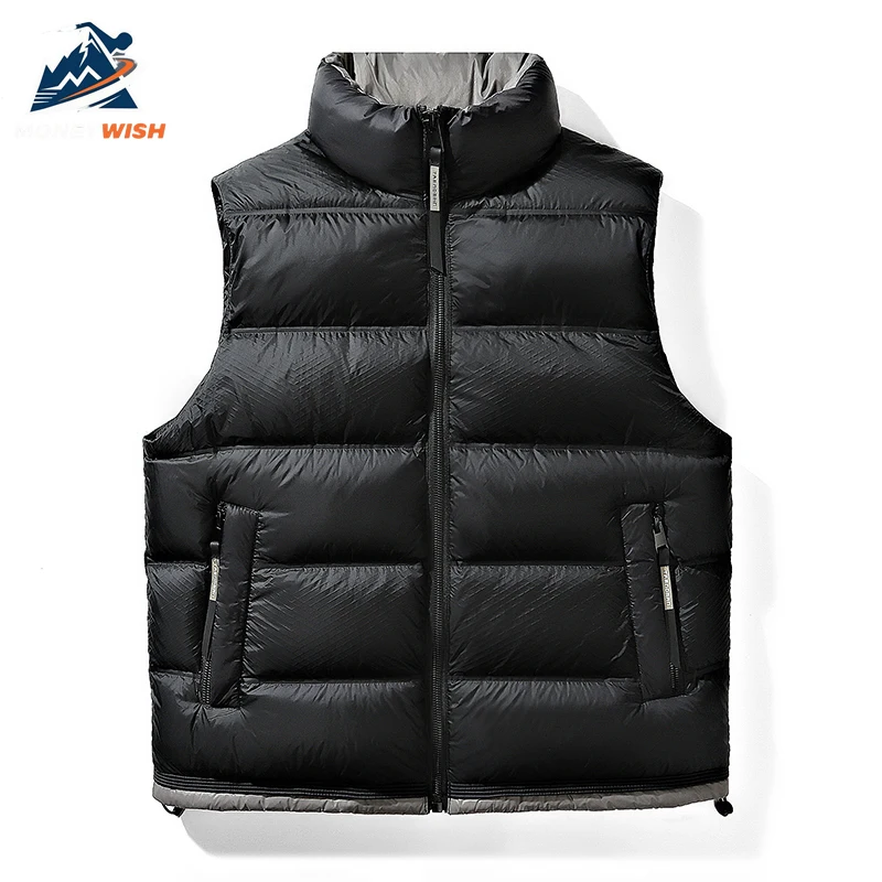 MONEYWISH الرجال أسفل سترة 90% الأبيض بطة أسفل القطن سميكة الباردة والدليل على ودافئة الكتف الملابس في الهواء الطلق الترفيه الشتاء أسفل سترة