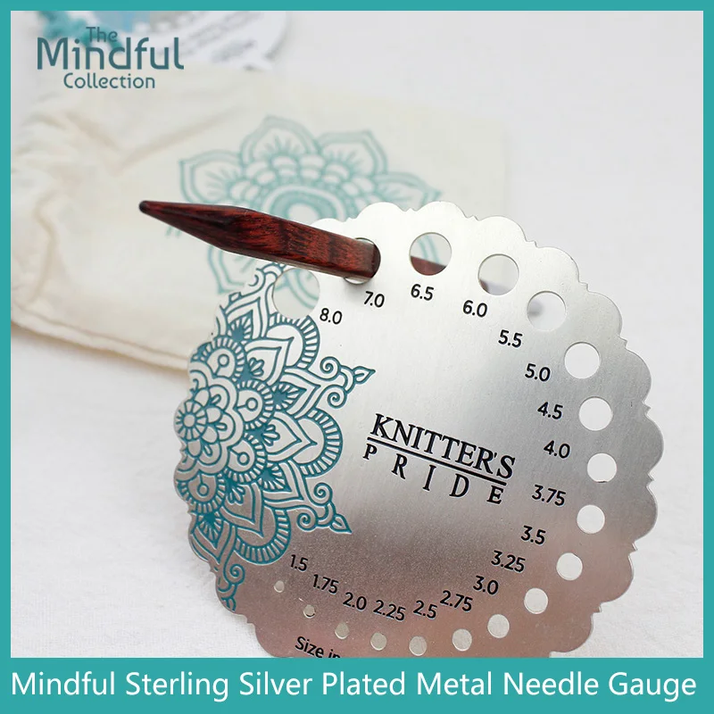 Knitters Pride Mindful Collection Sterling  Sliver  Plated  Metal  Needle Gauge