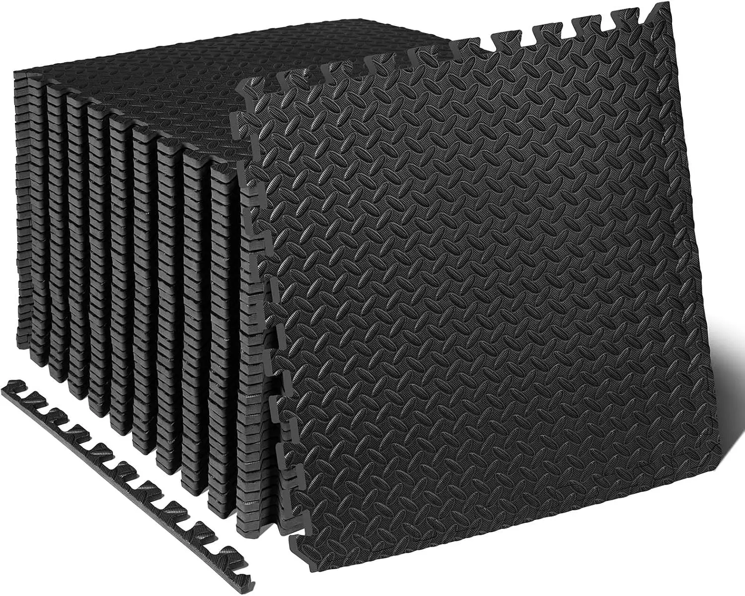 Interlocking EVA Foam Mats Exercise Gym Kids Play Tiles Half Inch Black 144 Square Feet