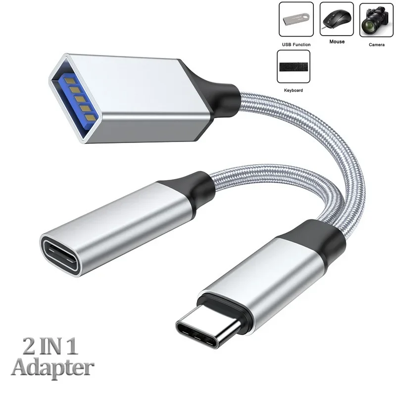 

ZLRLMHY OTG Adapter Cable USB 3.1 Female Splitter USB C to USB A Type C PD 15W Fast Charger For iPhone 15 Huawei Samsung MacBook