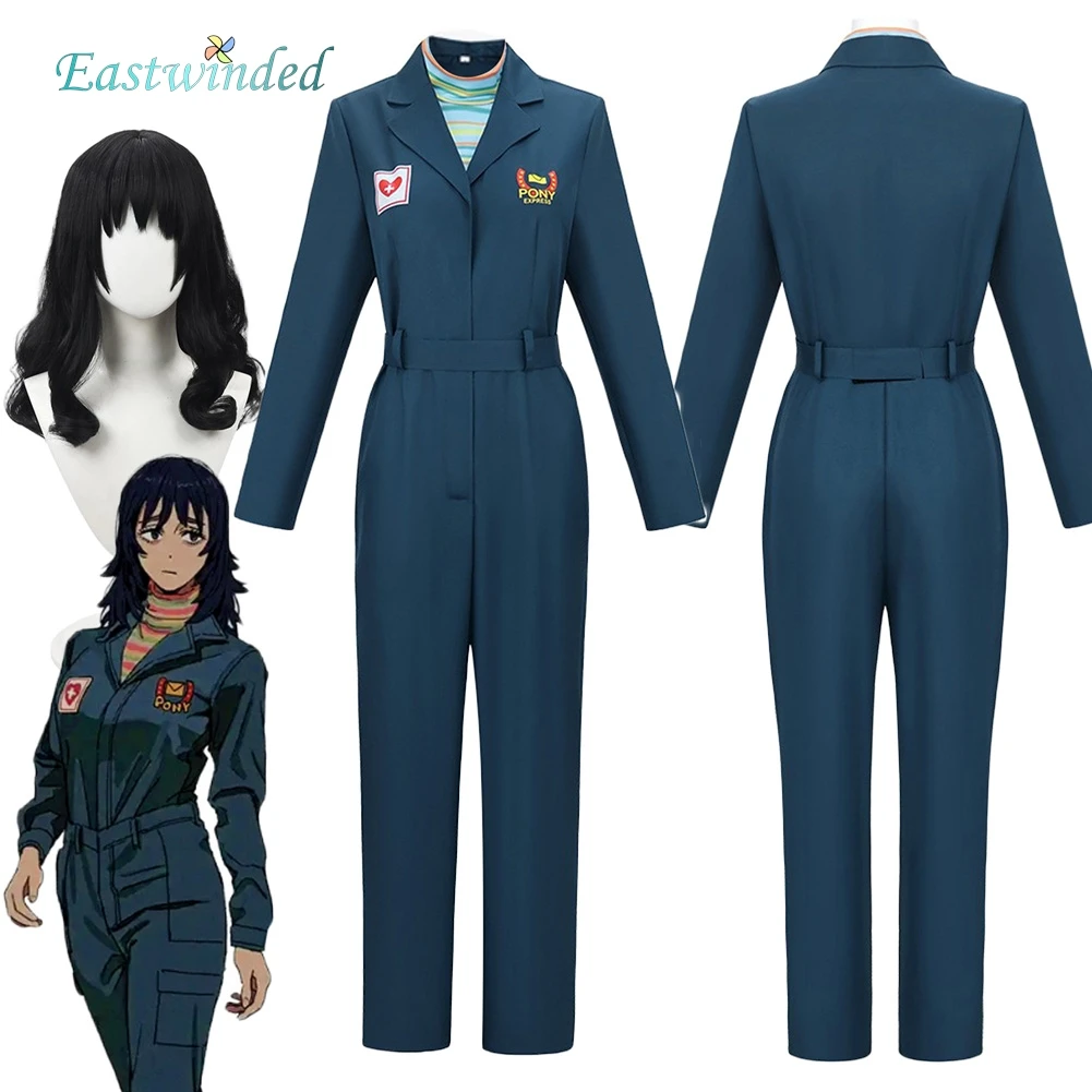 

Mouthwashing Crew Anya Cosplay Crew Uniforms Wigs Outfits Dark Blue Jumpsuit Women Adult Halloween Carnival Party Roleplay Suits