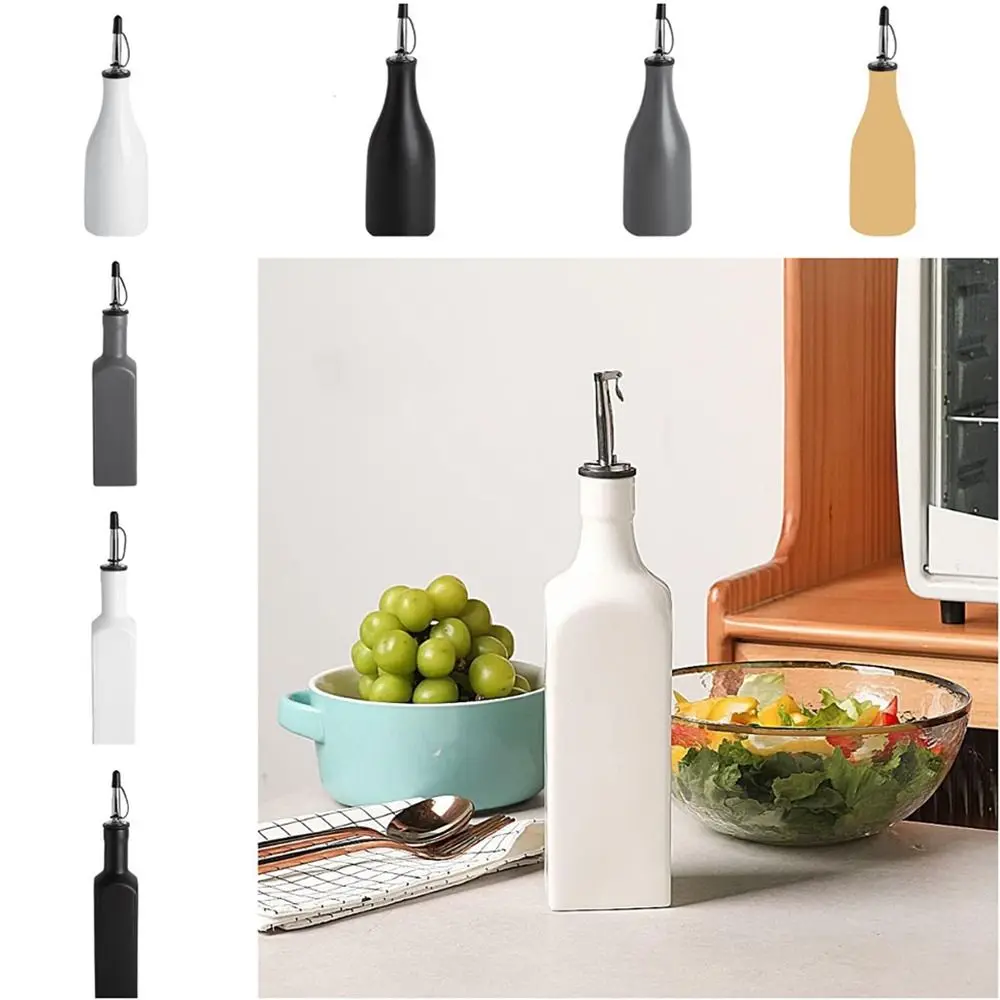 Reduce Oxidation Ceramic Olive Oil Dispenser Bottle Empty Modern Design Opaque Oil Cruet Large Capacity Pour Spout