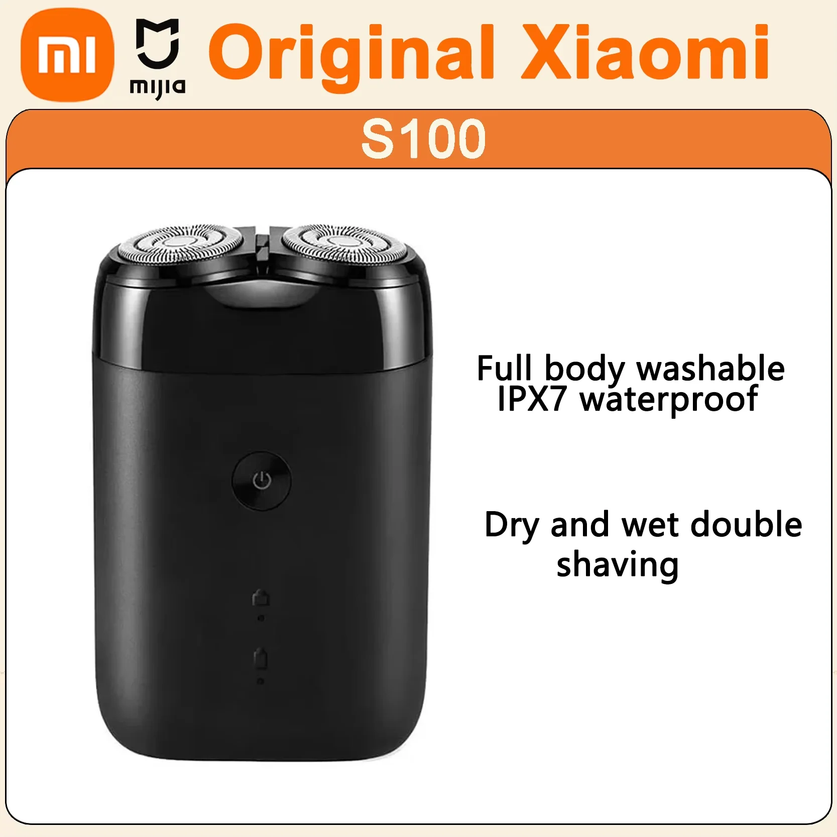 

Original XIAOMI MIJIA S100 Electric Shaver USB Rechargeable Razors Machine For Twin Blade Portable Dry Wet Beard Trimmer Cutter