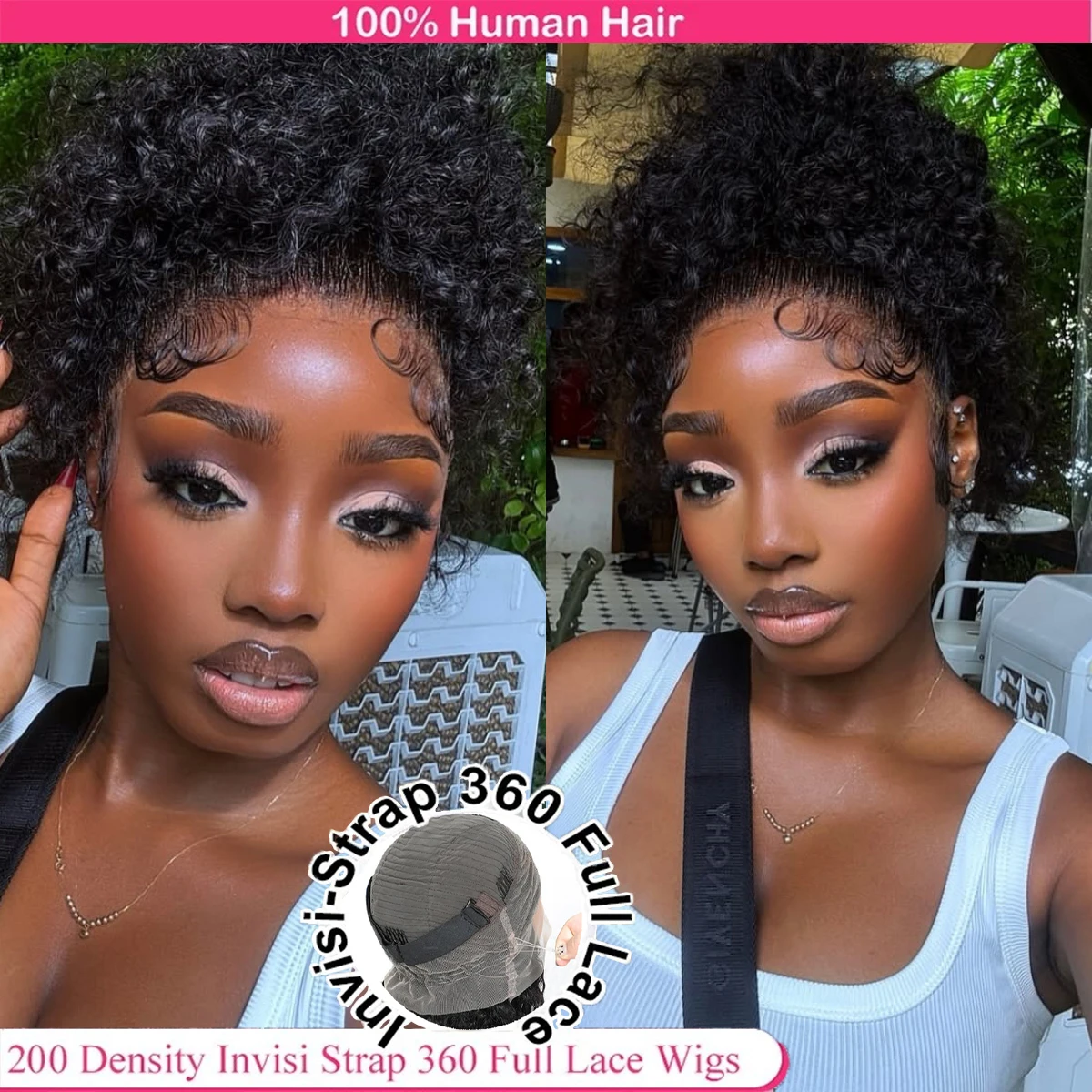 

360 Полный кружевной глубокий волнистый 13x6 13x4 HD Кружевные фронтальные парики 200 Плотность человеческих волос Вьющийся парик Невидимый ремешок для женщин Предварительно выщипанные