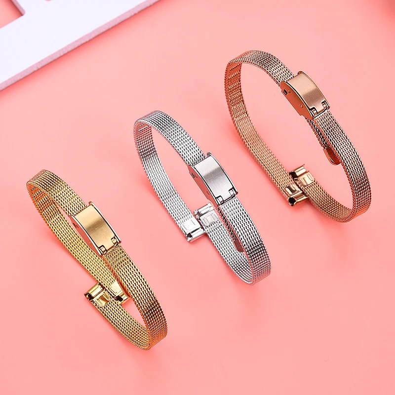 Женский Сверхтонкий браслет из нержавеющей стали с пряжкой, 6, 8, 10, 12, 14, 16 мм