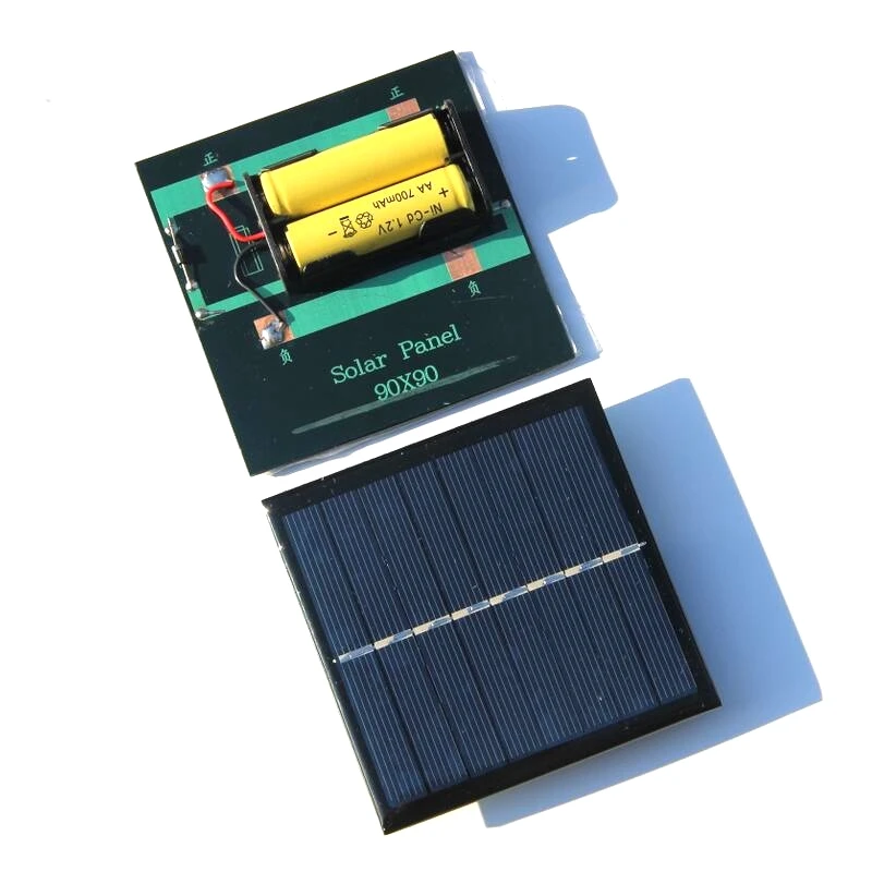 1W Solar Panel Cell With Base For AA Battery 1W 4V Solar Charger For 1.2V 2xAA Rechargeable Battery Charging Directly