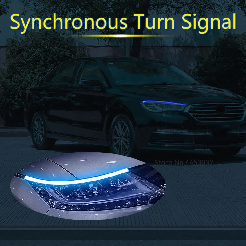 For Lifan Solano X50 X60 520 620 2020 DRL LED Strip Light Car Headlight 12V Scanning Effect Synchronous turn signal Accessories