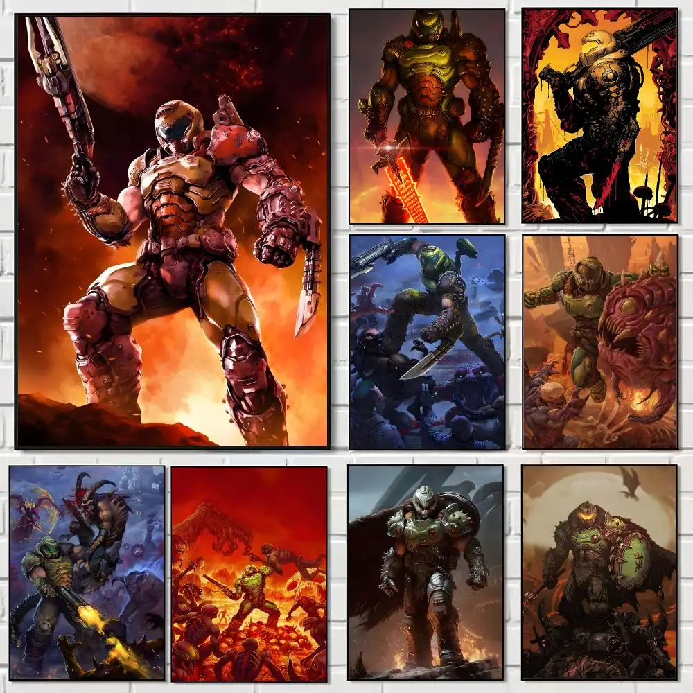 FPS Game D-DOOM Eternal Poster Pegatina artistica HD autoadhesiva impermeable para salon dormitorio