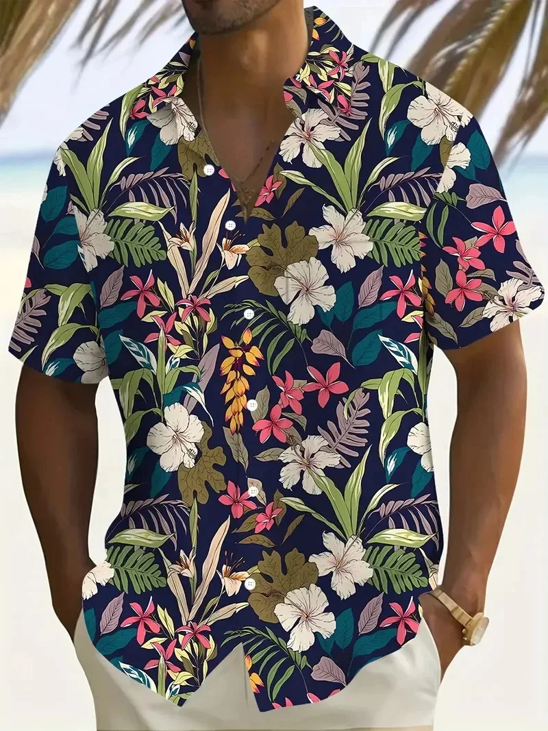 

Fashionable Sunset Pattern Shirt For Men, Casual Men's Vacation Beach Shirt, Hawaiian Men's Lapel Shirt, Summer T-Shirt