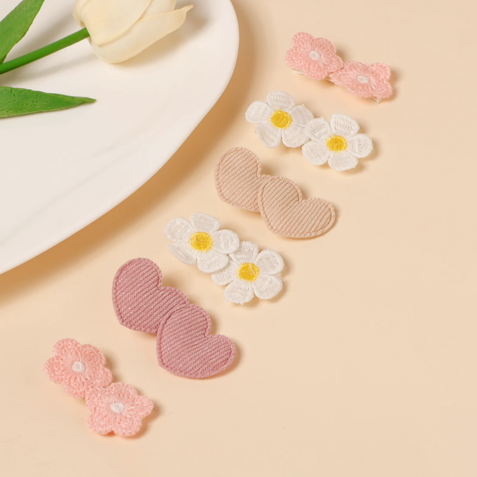 

6pcs New Hot Selling Love Small Flower Combination Hairpin Cute Little Baby With Bangs Small Barrettes Girl's Sweet Hair Clip