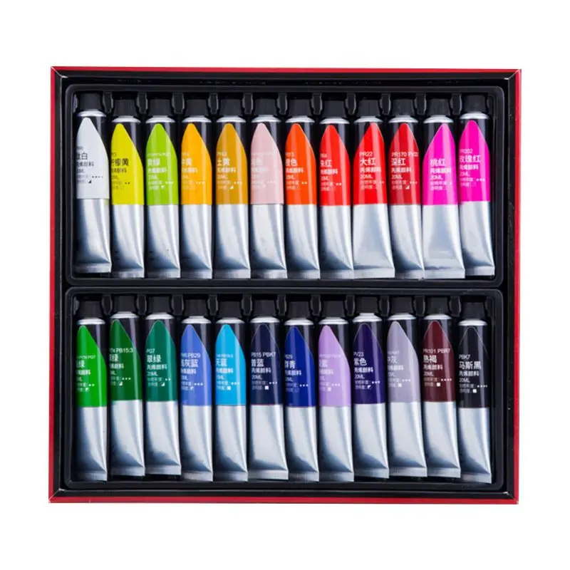 20Ml Professional Acrylic Paint Set For Painting 12/24 Colors Fabric Paint For Textiles Wall Drawing Glass Paint Art Supplies