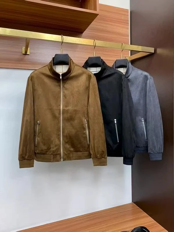 

Italian LP Faux Suede Stand-Up Collar Zip Casual Jacket