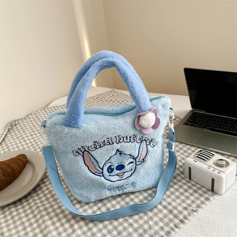 New Disney Plush Backpack Blue Stitch Funny Cartoon Large-Capacity Student Backpack Kindergarten Portable Bag Child Fashion Gift