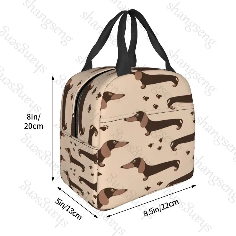 Dachshund cartoon dog Insulated Thermal Bag Lunch bag Foods Drink Storage Leakproof Picnic Camping Bags Box beach