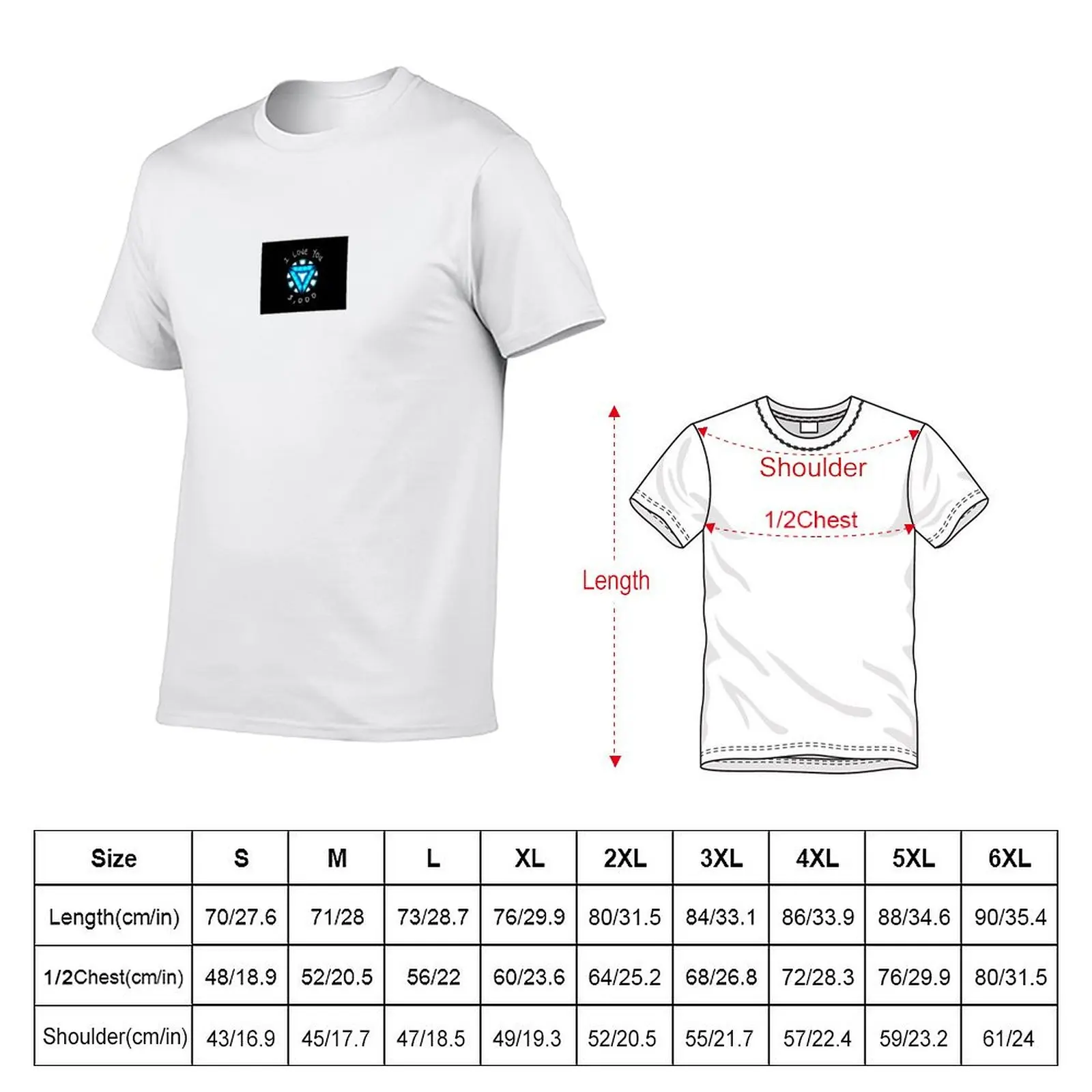 Arc Reactor I Love You 3,000 T-Shirt Basic Simple Casual Short Sleeve Tee