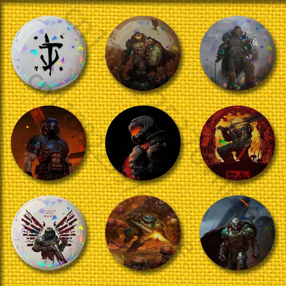 

Game D-Doom Slayer Badges 75mm 25mm 44mm 32mm 58mm Round Pin Brooch Souvenir Clothes Cosplay Gift Accessories