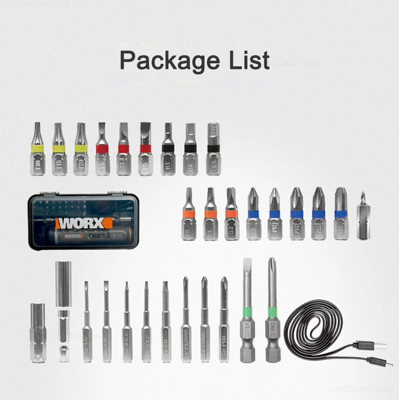 WORX-Juego de Mini destornilladores eléctricos WX242, destornillador eléctrico inalámbrico inteligente, recargable con juego de 30 bits,