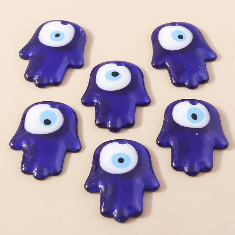 5 sztuk Bohemia Lucky tureckie złe oko Charms na brelok Handmade DIY Hamsa Hand niebieskie wisiorki z koralików dla kobiet mężczyzn Decor — zdjęcie 6