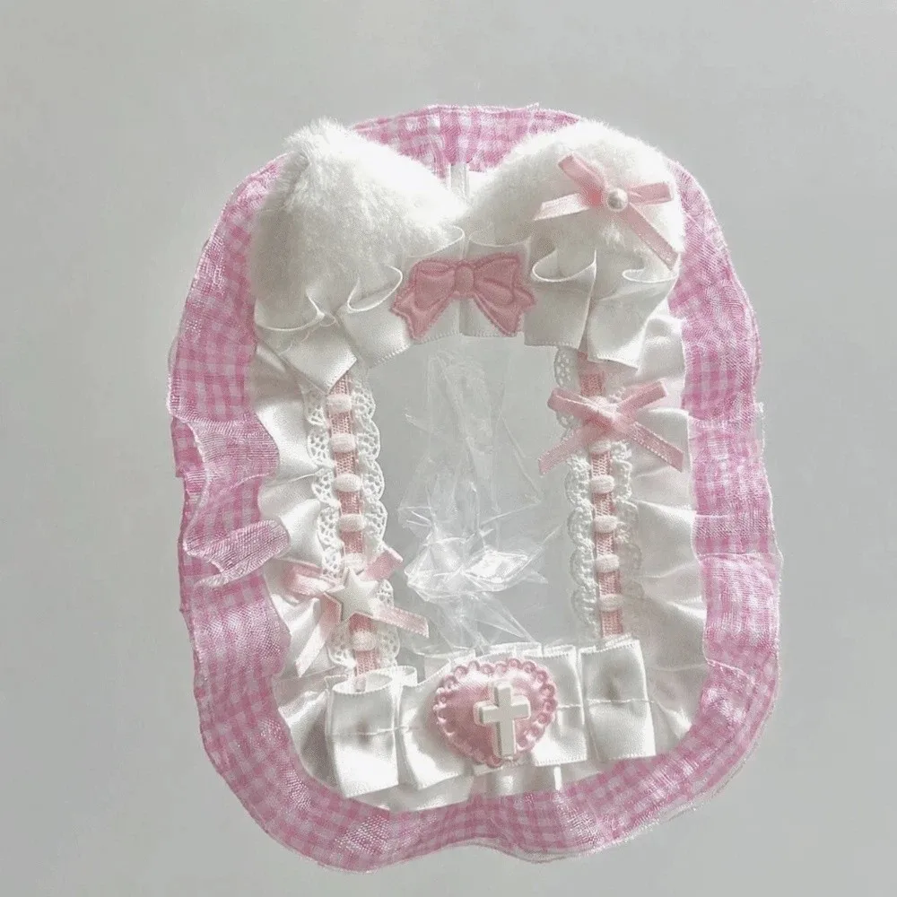 Sweet DIY Card Holder with Ribbon Anime Lace Photocard Case Idol Display Handmade Photo Protector Case Card