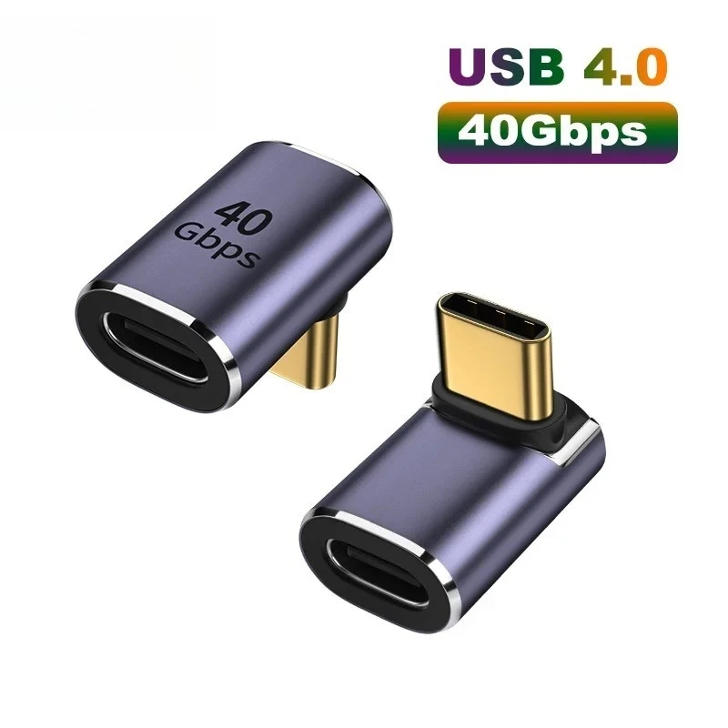 USB4.0 40Gbps OTG Type-C 90 graden adapter mannelijke naar vrouwelijke connector verlengstuk voor snelle oplading en gegevensoverdracht 8K 4K videokabel