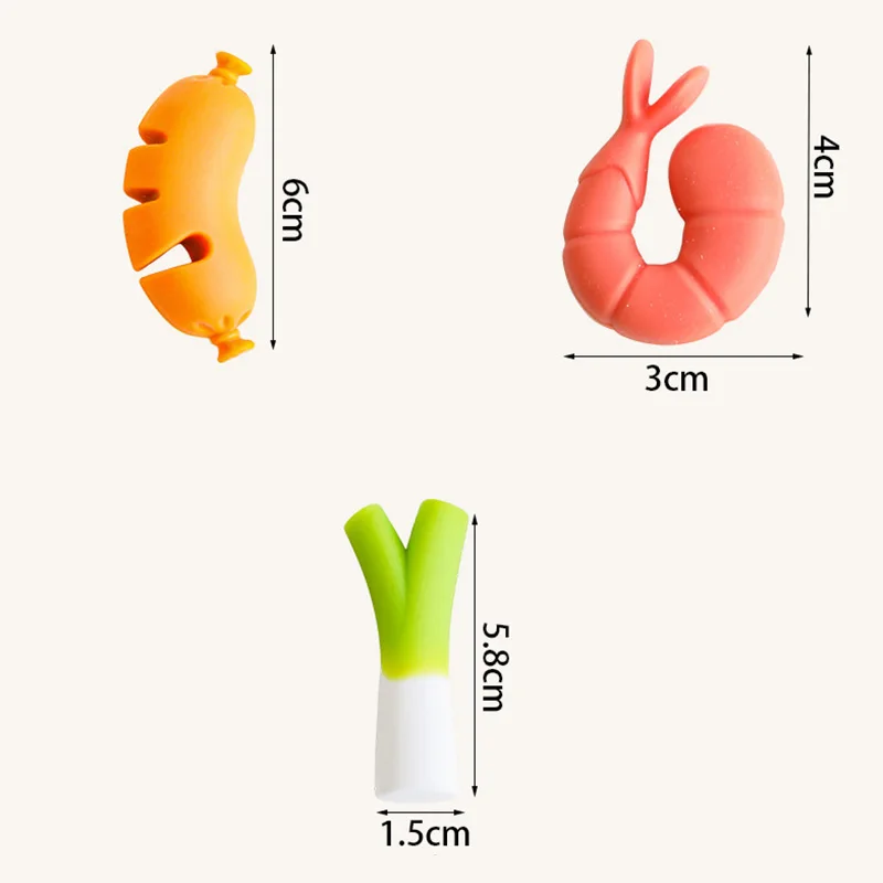 Dispositivo de elevación de tapa de olla en forma de cebollino, camarones cocidos y salchichas de silicona creativas, herramienta pequeña de cocina antidesbordamiento, 1 ud.