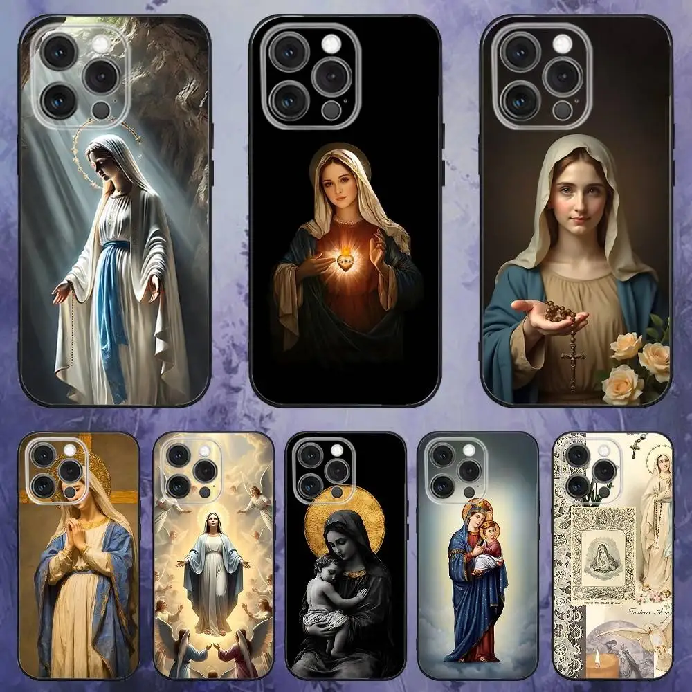 

Virgen Mary Virgin Bible Phone Case For iPhone 17,16,15,14,13,12,Pro,Max,Plus,E,SE4,Air,Mini Black Soft Box
