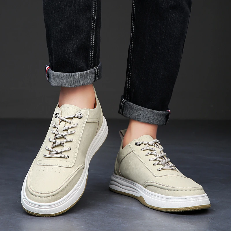 

British Style Genuine Leather Casual Shoes Men Lace Up Oxford Shoes Outdoor Jogging Shoes Office Men Dress Shoe Large Size 38-44