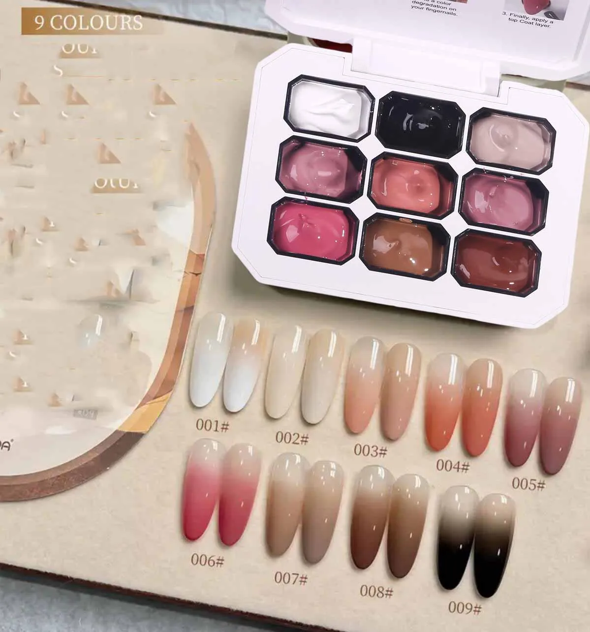 9 colores/caja de esmalte de uñas en Gel sólido Macaron UV/LED barniz para decoración de uñas 4 en 1 gradiente estampado de uñas Gel de pintura Pat