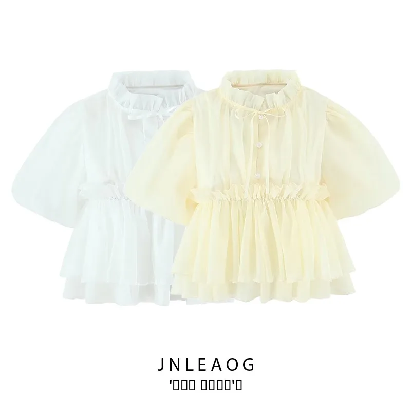 Faionable JNLEAOG المرأة irt مع القوس تصميم زهرة برعم Sves ort Sve دمية أعلى لموسم الخريف نسيج البوليستر #1