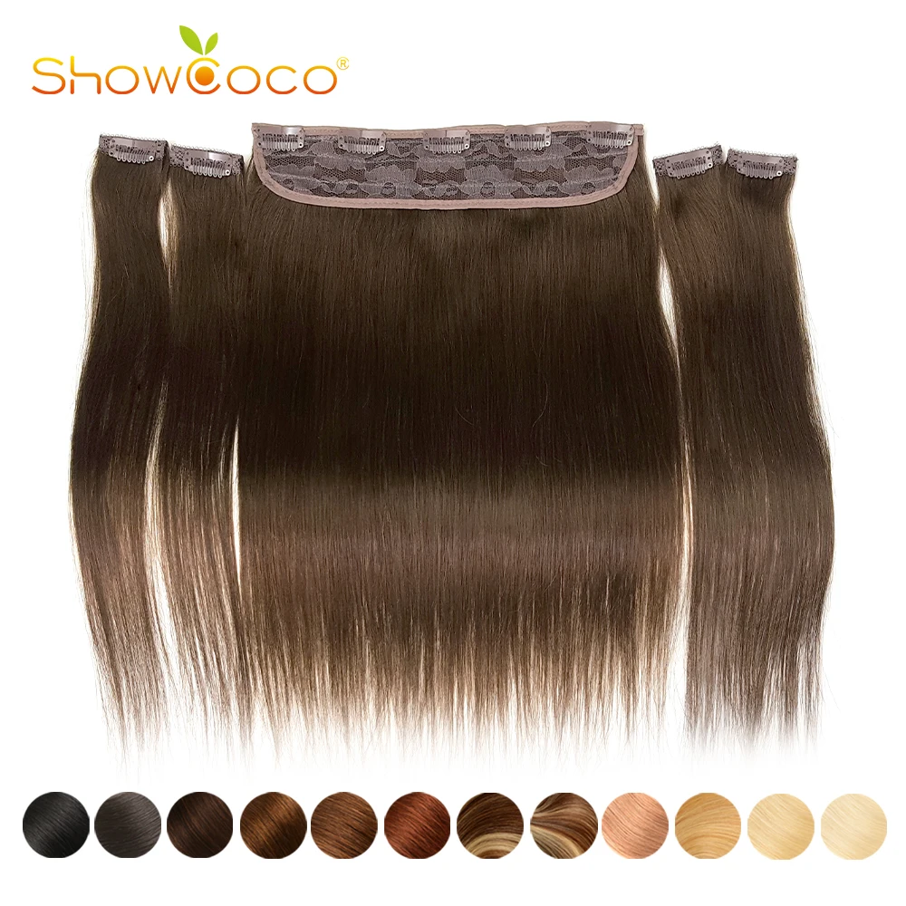 Showcoco-Silky Straight extensões de cabelo humano, 100% Remy cabelo clipes Set, 1 peça, 180g, total de 5 peças por conjunto