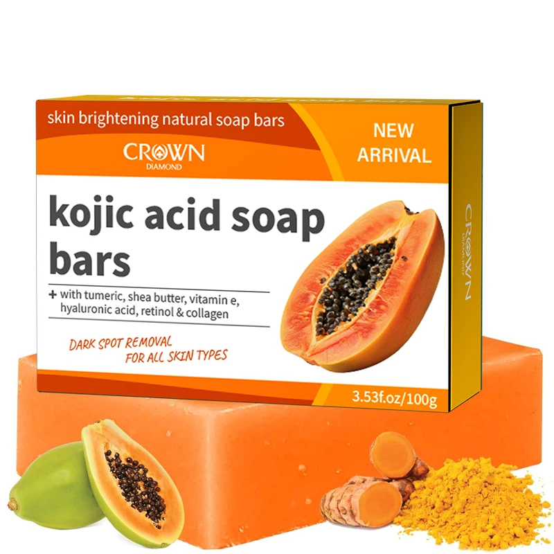 Kojic Acid & Papaya Skin Brightening Soap Exfoliating Facial Bar Radiant Skin Rejuvenates Moisturizer Even Tone Cleansing Bar