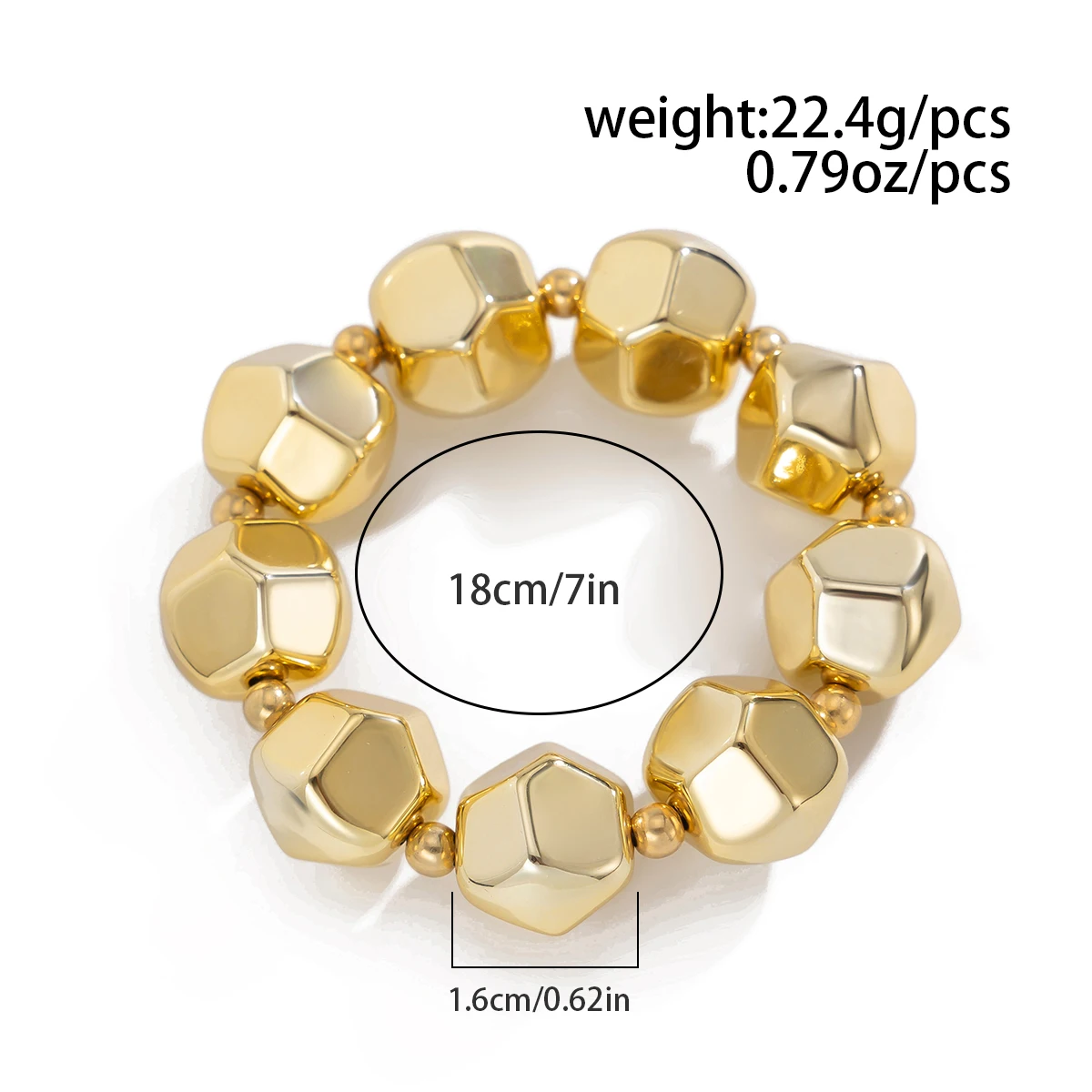 Ingemark Classic Vintage Irregular Big CCB Chain Bracelets for Women Trend Goth Elastic Strand Beads Charm Bangle Couple Jewelry