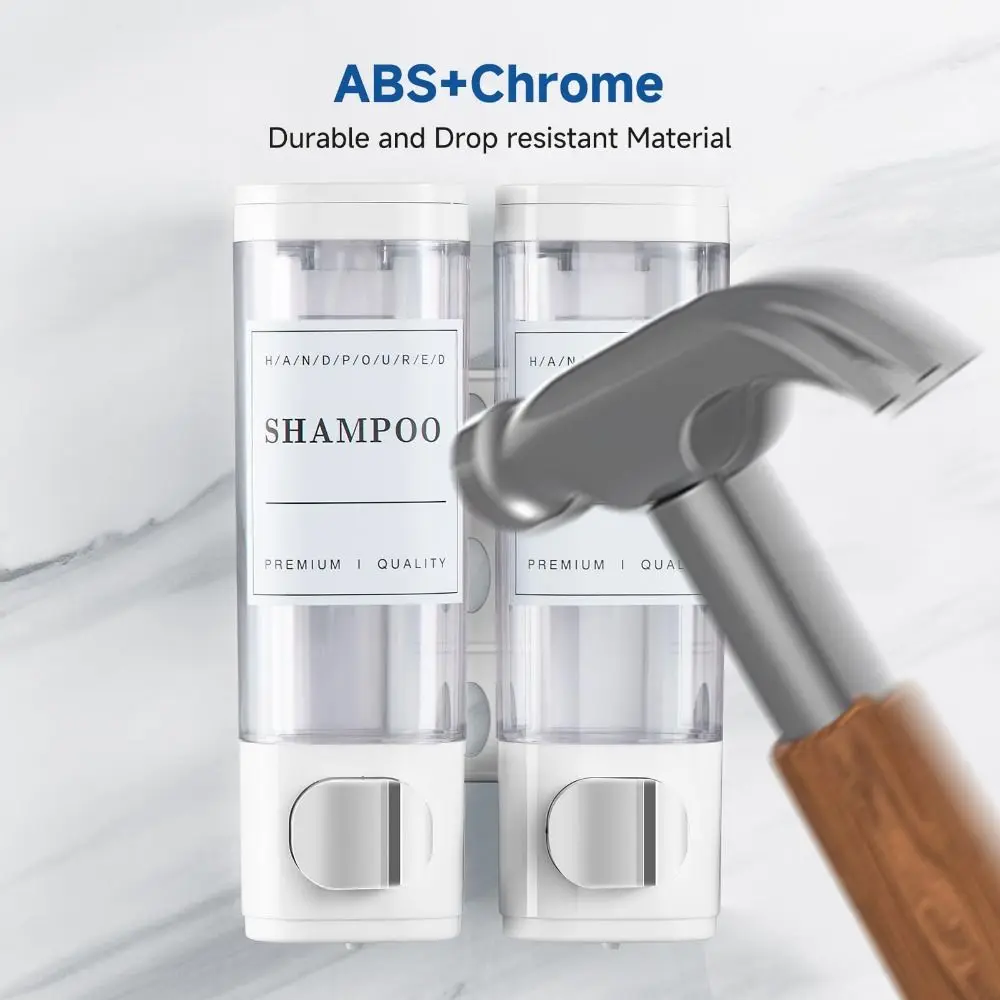 

Настенный дозатор шампуня без дрели 2*300 мл/3*300 мл Дозатор мыла для душа Белый прозрачный дозатор кондиционера