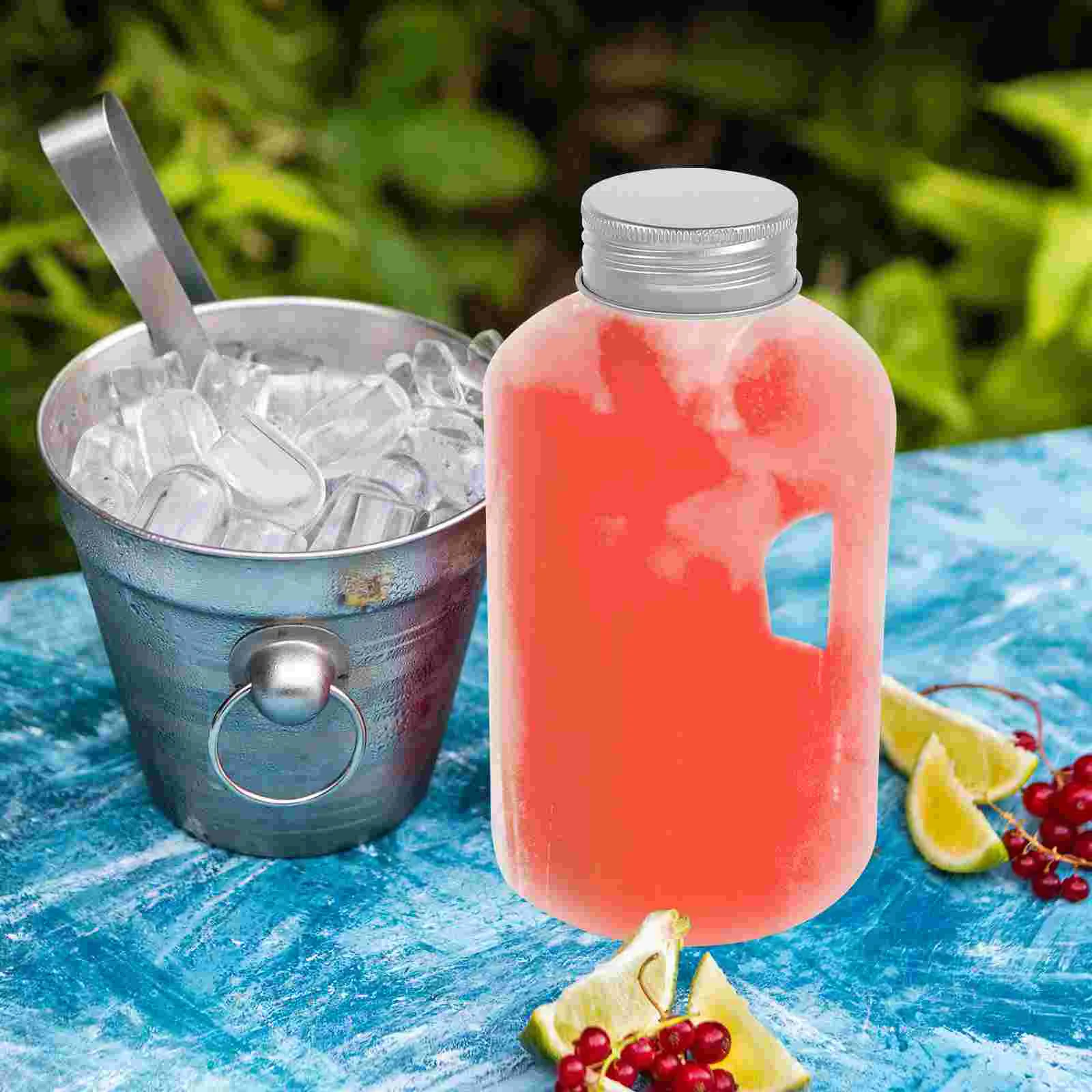 Juice Bottle Milk Jug Tea Container Water for Fridge Jugs with Lids Gallon Square Flat Bottles