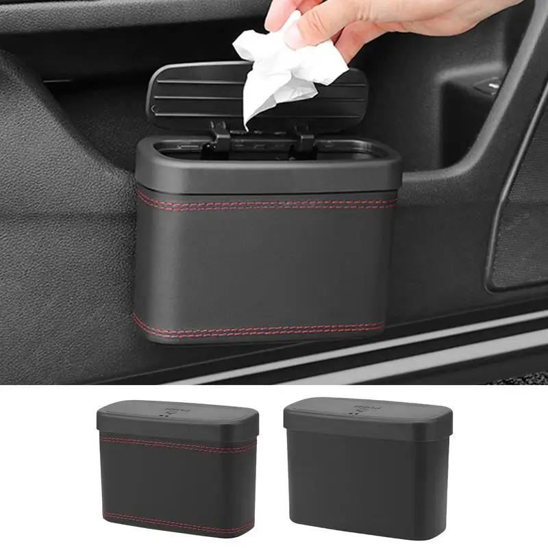 Portable Car Trash Bin Hanging Vehicle Garbage Dust Case Storage Box Square Pressing Type Trash Can Auto Interior Accessories