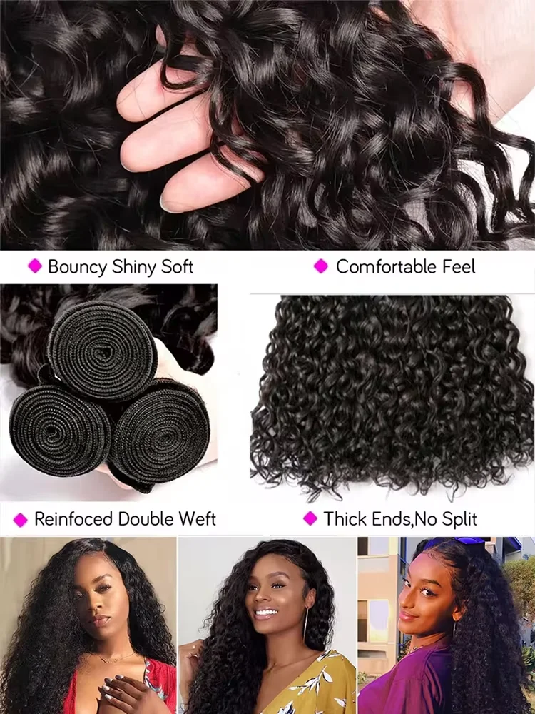 خصلات شعر بشري بموجة عميقة ، شعر بكر غير معالج ، رخيص ومموج ومبلل ، خصلات صفقة ، بيروفية ، موجة مجعدة ، 12A