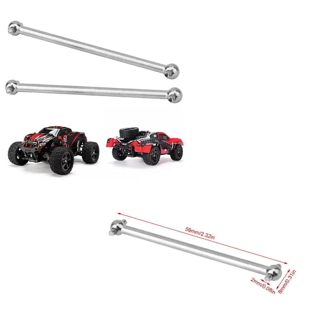 2 Stuks 53Mm Metalen Rc Auto Universele Aandrijfas Hond Bot Vervanging Geschikt Voor Hs 18301 18311 18312 1/18 Rc Auto Accessoire