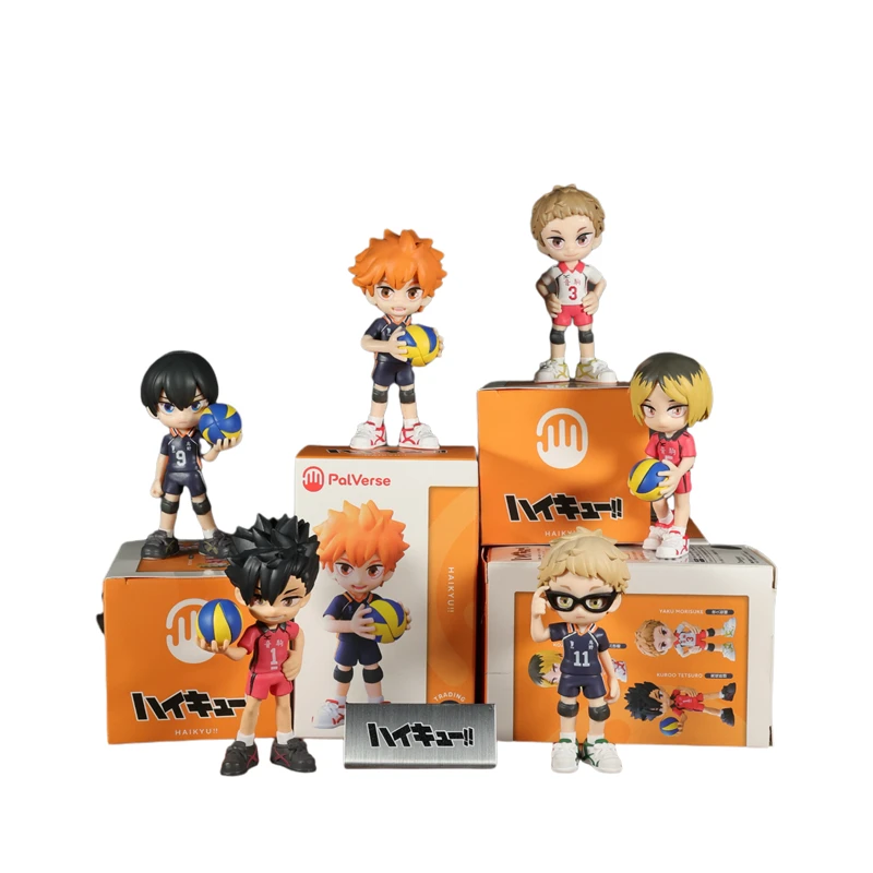 Haikyuu baru!! Kotak Buta Pvc Hinata Shoyo Tobio Kageyama Figur Aksi Buatan Tangan Ornamen Desktop Kotak Misteri Hadiah Animasi