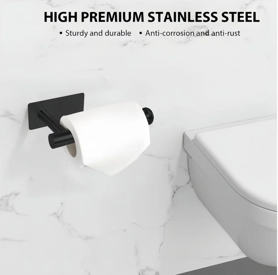 1Pc 304 Stainless Steel Perforated Paper Towel Roll Dispenser for Bathroom, Self-Adhesive Toilet Paper Holder - Image 4