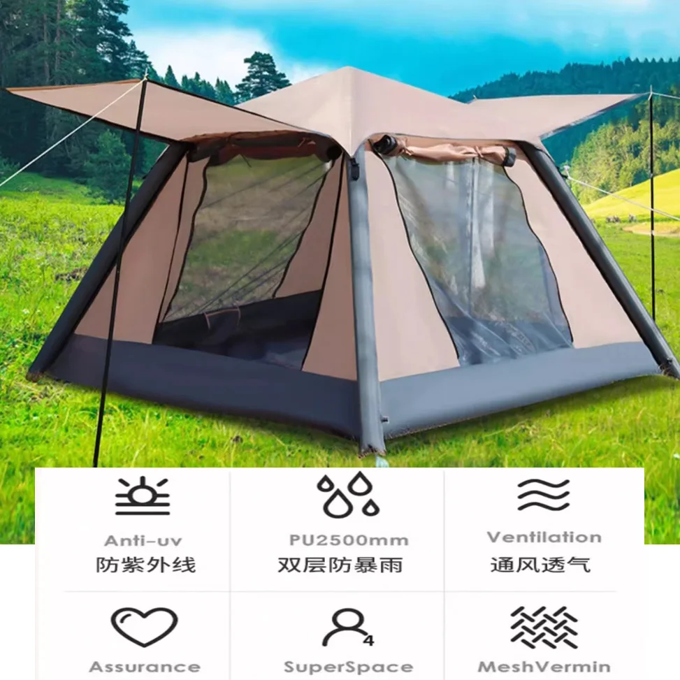 Outdoor Inflatable Tent for Hiking Camping Rain Shower Free Set Up Inflatable Quick Open Marquee with Canopy Thickened Flysheet