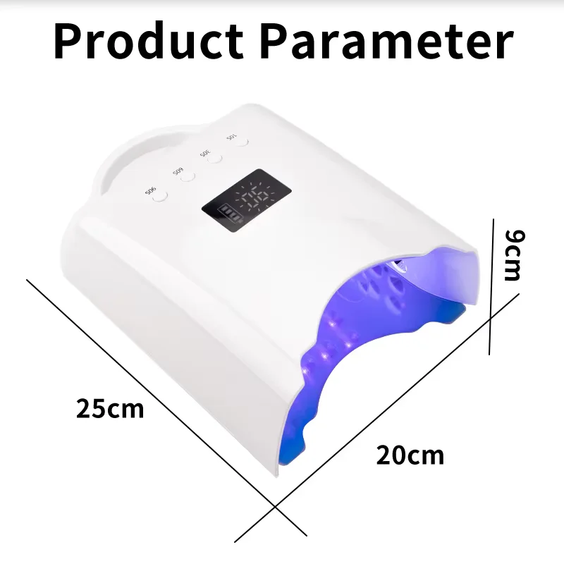 10S Quick Dring Nail Lamp High End Salon Professional Purple Ray Nail Dryer 78W Double Hand 52K Battery Charge Manicure Light