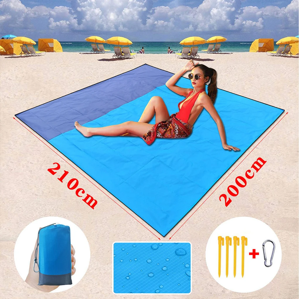 

Comfortable Outdoor Mat For Picnics Beaches And Hiking Lightweight Ergonomic Designs Camping Blanket blue + gray