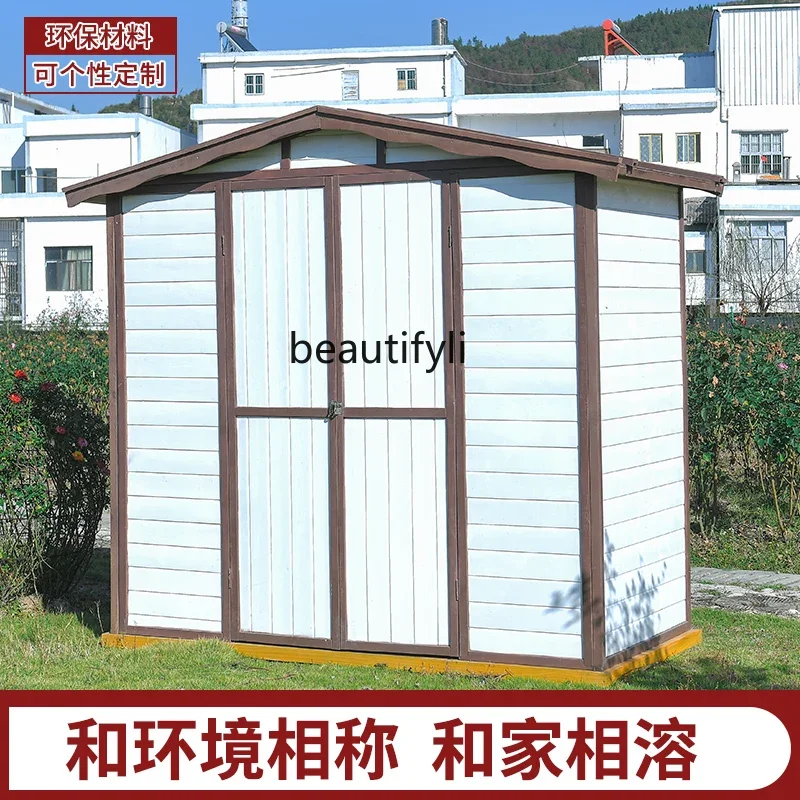 Outdoor tool room, courtyard, outdoor garden, simple, storage room, mobile wooden utility house