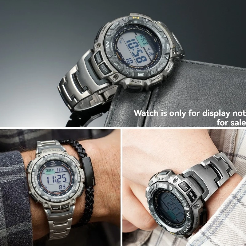 Black Titanium Alloy Watch Band for CASIO ProTrek PRG-240